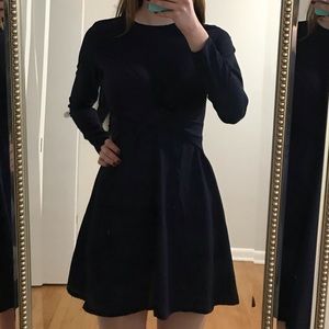 Navy blue boohoo twist detail skater dress